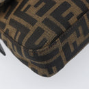FENDI Zucca Canvas Mamma Baguette Shoulder Bag Brown Silver Auth 199489V-14