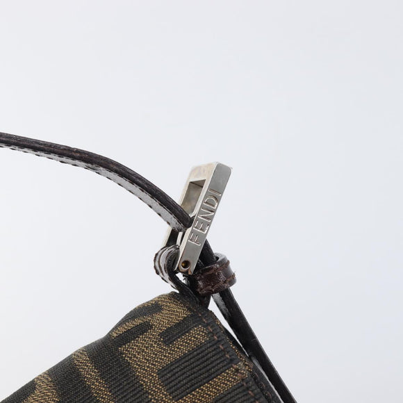 FENDI Zucca Canvas Mamma Baguette Shoulder Bag Brown Silver Auth 199489V
