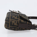 FENDI Zucca Canvas Mamma Baguette Shoulder Bag Brown Silver Auth 199489V-3