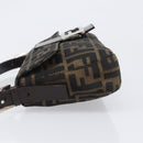 FENDI Zucca Canvas Mamma Baguette Shoulder Bag Brown Silver Auth 199489V-4