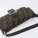 FENDI Zucca Canvas Mamma Baguette Shoulder Bag Brown Silver Auth 199489V-6