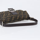 FENDI Zucca Canvas Mamma Baguette Shoulder Bag Brown Silver Auth 199489V-7