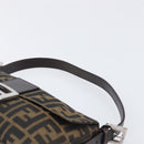 FENDI Zucca Canvas Mamma Baguette Shoulder Bag Brown Silver Auth 199489V-8