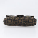 FENDI Zucca Canvas Mamma Baguette Shoulder Bag Brown Silver Auth 199489V-5