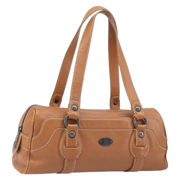 CELINE Hand Bag Leather Brown Silver Auth 199494A