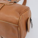 CELINE Hand Bag Leather Brown Silver Auth 199494A-15