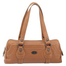 CELINE Hand Bag Leather Brown Silver Auth 199494A-13