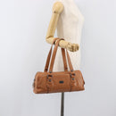 CELINE Hand Bag Leather Brown Silver Auth 199494A-25