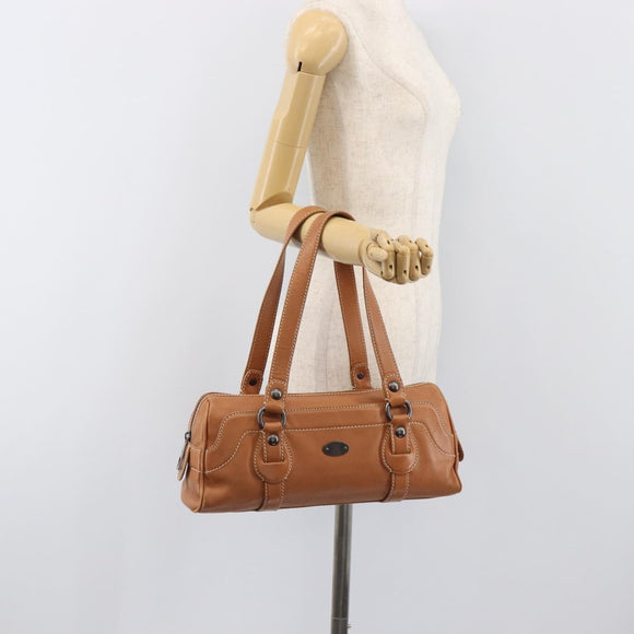 CELINE Hand Bag Leather Brown Silver Auth 199494A