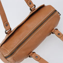 CELINE Hand Bag Leather Brown Silver Auth 199494A-6