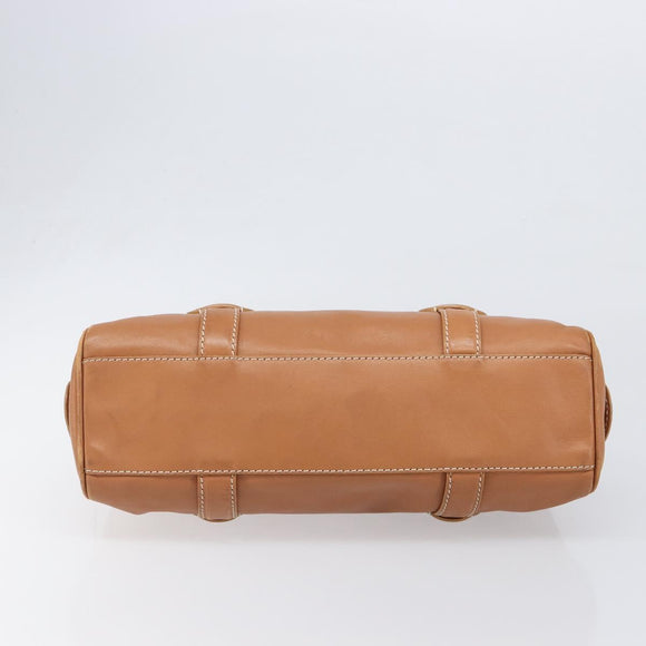 CELINE Hand Bag Leather Brown Silver Auth 199494A