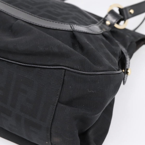 FENDI Zucca Canvas Tote Bag Black Gold Tone 8BR628 Auth 199495A