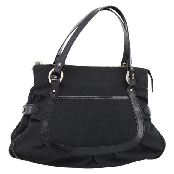 FENDI Zucca Canvas Tote Bag Black Gold Tone 8BR628 Auth 199495A