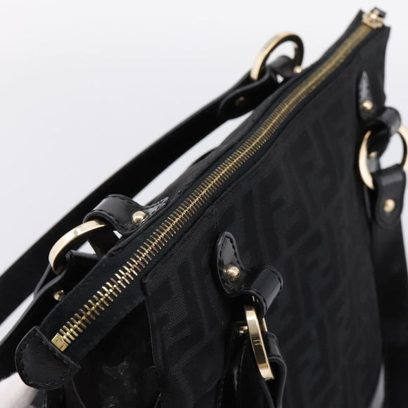 FENDI Zucca Canvas Tote Bag Black Gold Tone 8BR628 Auth 199495A