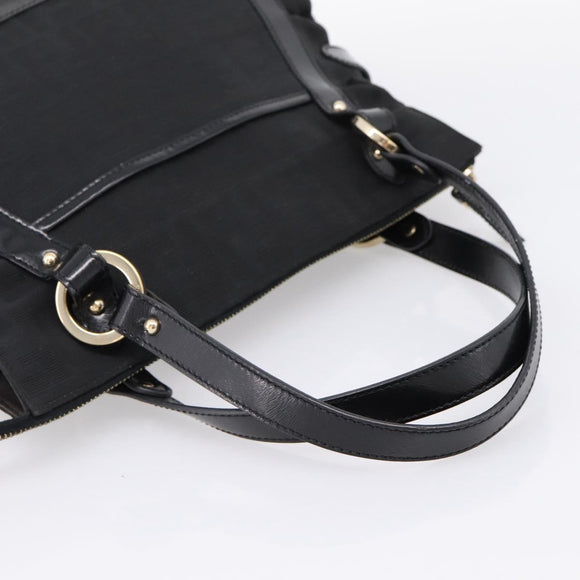 FENDI Zucca Canvas Tote Bag Black Gold Tone 8BR628 Auth 199495A