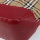 BURBERRY Nova Check Hand Bag Canvas Beige Red Auth 199497A-10