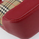 BURBERRY Nova Check Hand Bag Canvas Beige Red Auth 199497A-11