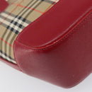 BURBERRY Nova Check Hand Bag Canvas Beige Red Auth 199497A-13
