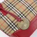 BURBERRY Nova Check Hand Bag Canvas Beige Red Auth 199497A-14