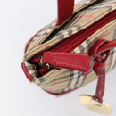 BURBERRY Nova Check Hand Bag Canvas Beige Red Auth 199497A-15