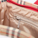 BURBERRY Nova Check Hand Bag Canvas Beige Red Auth 199497A-19