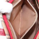 BURBERRY Nova Check Hand Bag Canvas Beige Red Auth 199497A-20