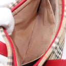 BURBERRY Nova Check Hand Bag Canvas Beige Red Auth 199497A-21