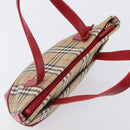 BURBERRY Nova Check Hand Bag Canvas Beige Red Auth 199497A-6