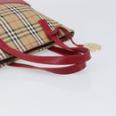 BURBERRY Nova Check Hand Bag Canvas Beige Red Auth 199497A-7