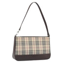BURBERRY Nova Check Shoulder Bag Canvas Beige Silver Auth 199499A-1