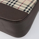 BURBERRY Nova Check Shoulder Bag Canvas Beige Silver Auth 199499A-10