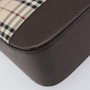 BURBERRY Nova Check Shoulder Bag Canvas Beige Silver Auth 199499A-11