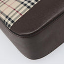 BURBERRY Nova Check Shoulder Bag Canvas Beige Silver Auth 199499A-13