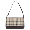 BURBERRY Nova Check Shoulder Bag Canvas Beige Silver Auth 199499A-2