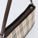 BURBERRY Nova Check Shoulder Bag Canvas Beige Silver Auth 199499A-6