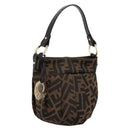 FENDI Zucca Canvas Hand Bag Brown Gold Tone 8BK044 Auth 199502V-1