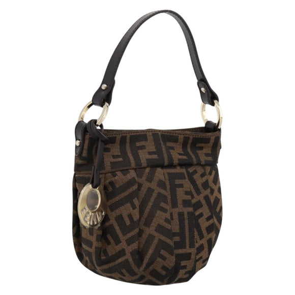 FENDI Zucca Canvas Hand Bag Brown Gold Tone 8BK044 Auth 199502V