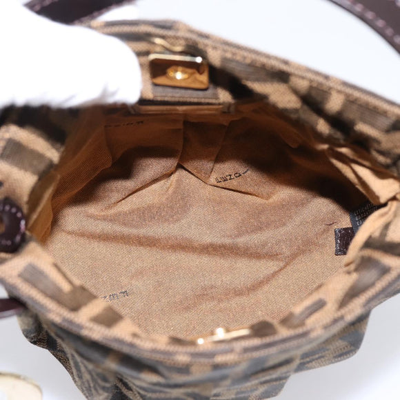 FENDI Zucca Canvas Hand Bag Brown Gold Tone 8BK044 Auth 199502V