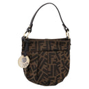 FENDI Zucca Canvas Hand Bag Brown Gold Tone 8BK044 Auth 199502V-13