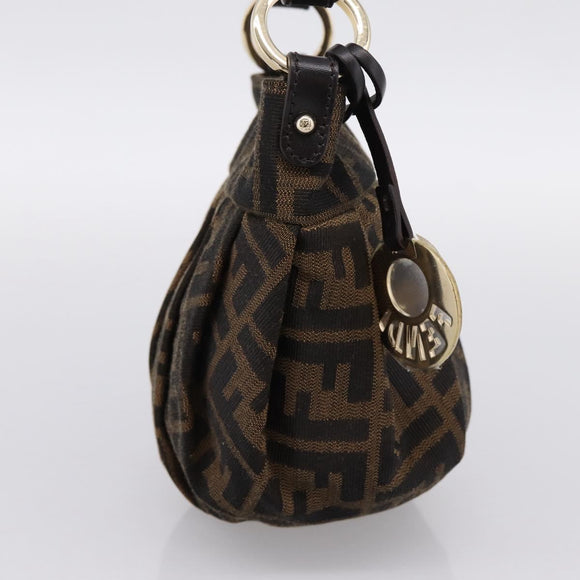 FENDI Zucca Canvas Hand Bag Brown Gold Tone 8BK044 Auth 199502V