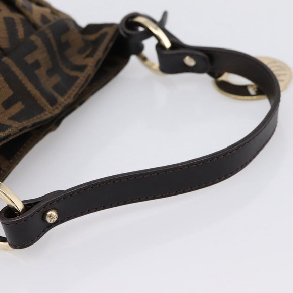 FENDI Zucca Canvas Hand Bag Brown Gold Tone 8BK044 Auth 199502V