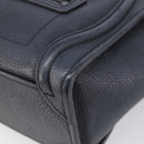 CELINE Luggage Nano Shopper Hand Bag Leather Navy Silver Auth 199504-9