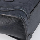CELINE Luggage Nano Shopper Hand Bag Leather Navy Silver Auth 199504-14