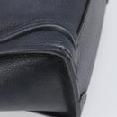 CELINE Luggage Nano Shopper Hand Bag Leather Navy Silver Auth 199504-16