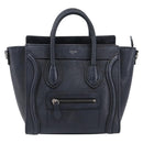 CELINE Luggage Nano Shopper Hand Bag Leather Navy Silver Auth 199504-13