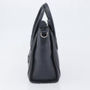 CELINE Luggage Nano Shopper Hand Bag Leather Navy Silver Auth 199504-3