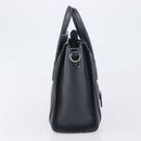CELINE Luggage Nano Shopper Hand Bag Leather Navy Silver Auth 199504-4
