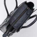 CELINE Luggage Nano Shopper Hand Bag Leather Navy Silver Auth 199504-6