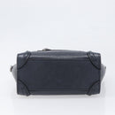 CELINE Luggage Nano Shopper Hand Bag Leather Navy Silver Auth 199504-5