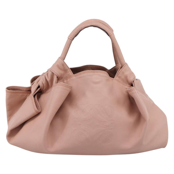 LOEWE Anagram Nappa Aire Hand Bag Leather Pink Gold Tone Auth 199505V